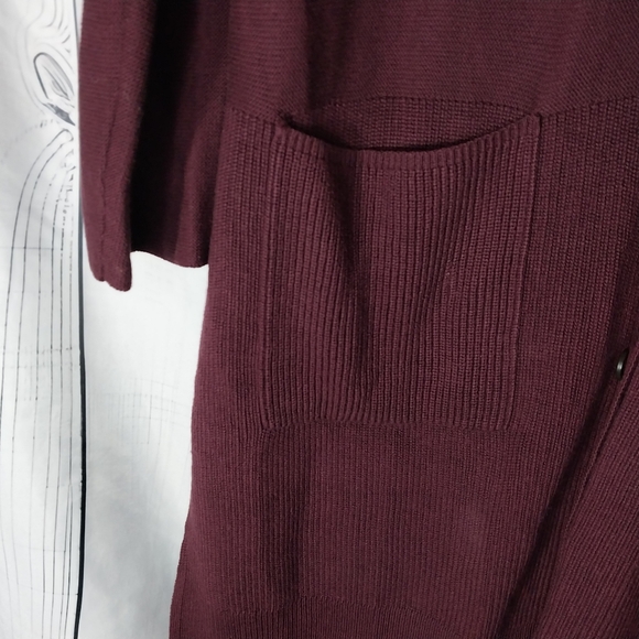 J Jill Womens Plum Longline V-Neck Cardigan Coatagin Pockets Sweater Size XL - Picture 6 of 15